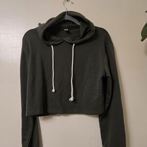 Dark Green Cropped Hoodie